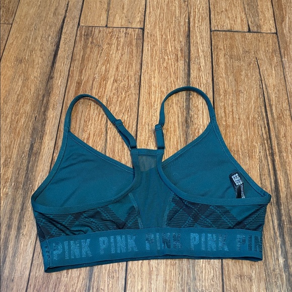 Victoria's Secret PINK Ultimate Lightly Lined Green Plaid Sports Bra Sz Small - Picture 2 of 5
